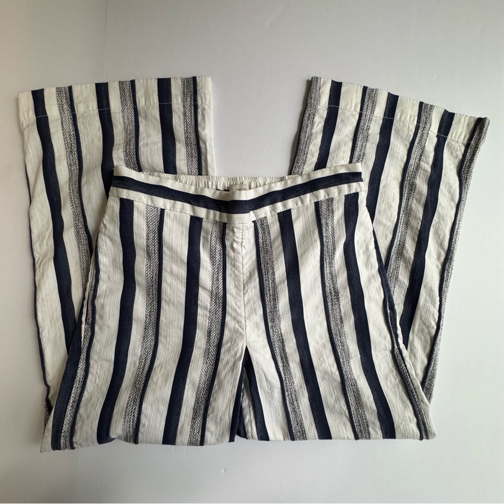 LOFT Outlet Navy White Striped Wide Leg Crop Pants Small - Picture 15 of 15